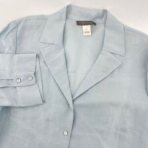Sigrid Olsen Blouse Womens XL Blue 3/4 Sleeve Button Up MIMU5925 Orchid Moon NWT